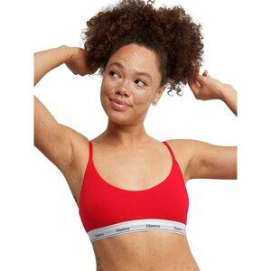 Hanes Originals Women's Cropped Bralette, Breathable Stretch Cotton Red Size L